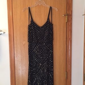 Adrianna Papell Navy Beaded Dress. $150 OBO